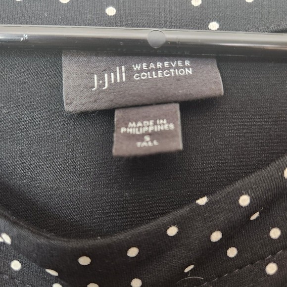 J Jill Wearever Collection Black Polka Dot Dress Shortsleeve Women's Size Small - Picture 3 of 4